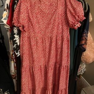 Stylish Red Patterned Dress